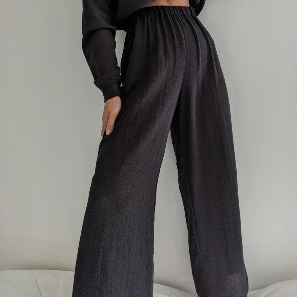 Na Nin Patricia Waffled Cotton Pant Faded Black